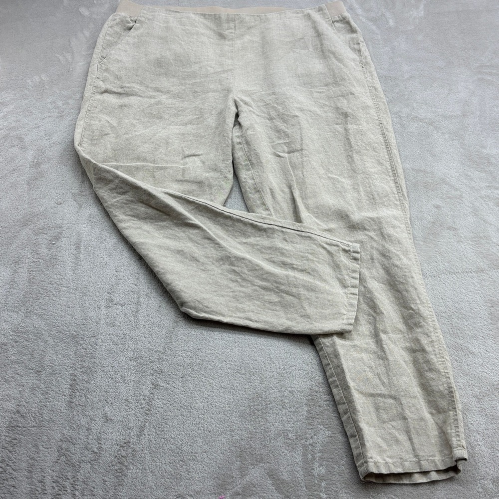 J.Jill Love Linen Pant Women XL Beige Tapered Leg Lagenlook Coastal Grandma Chic